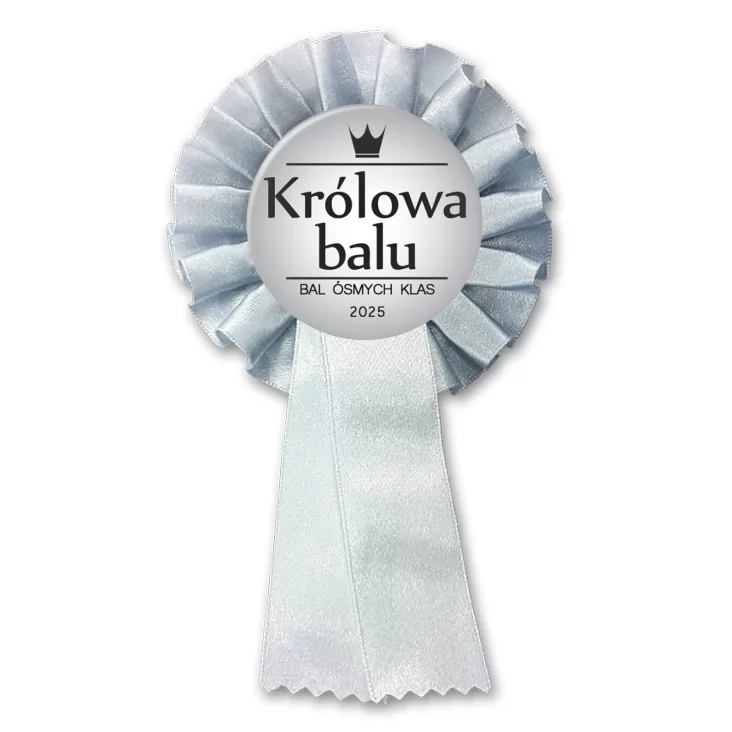 przypinka kotylion Królowa Balu Ósmych Klas szara