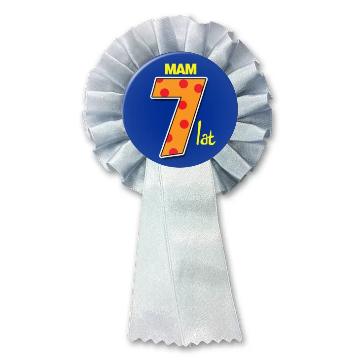 przypinka kotylion Mam 7 lat