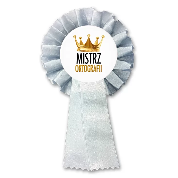 przypinka kotylion Mistrz Ortografii w koronie