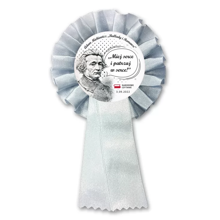 przypinka kotylion Narodowe Czytanie Adam Mickiewicz cytat