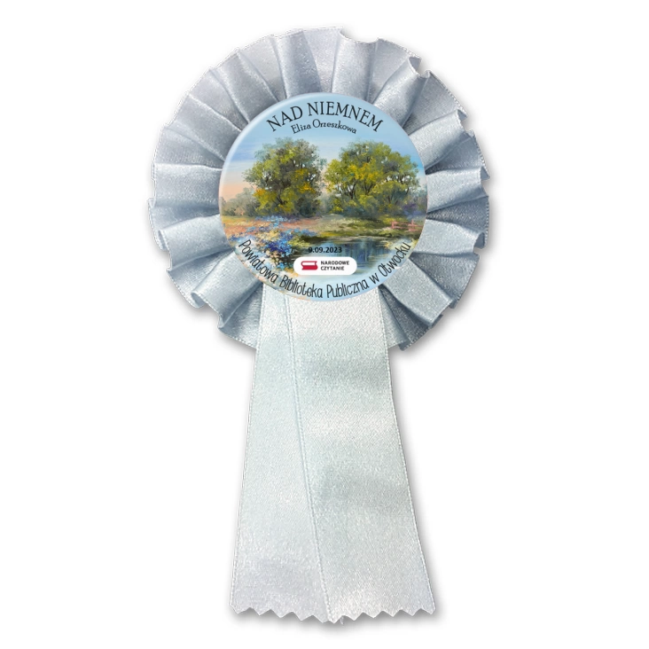 przypinka kotylion Narodowe Czytanie Eliza Orzeszkowa Biblioteka Otwock