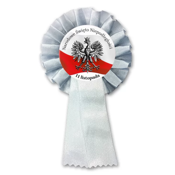 przypinka kotylion Narodowe Święto Niepodległości Orzeł na tle flagi