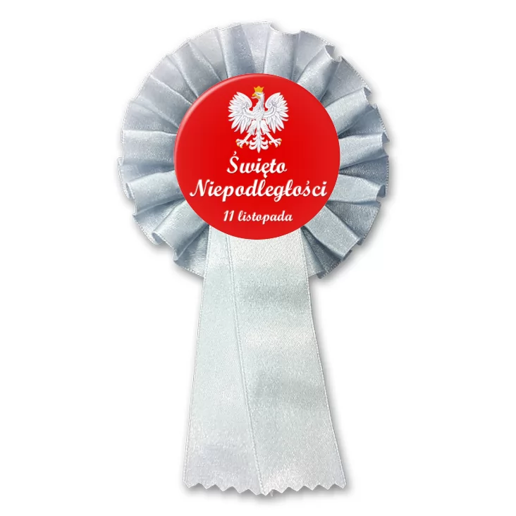 przypinka kotylion Narodowe Święto Niepodległości na czerwonym tle