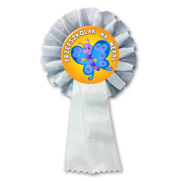 przypinka kotylion Przedszkolak na medal grupa motylki