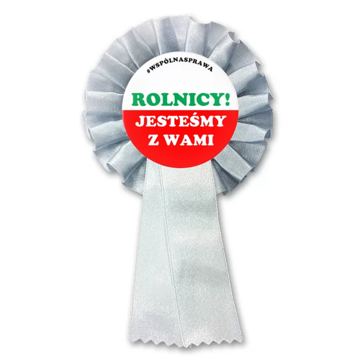 przypinka kotylion Rolnicy jesteśmy z Wami