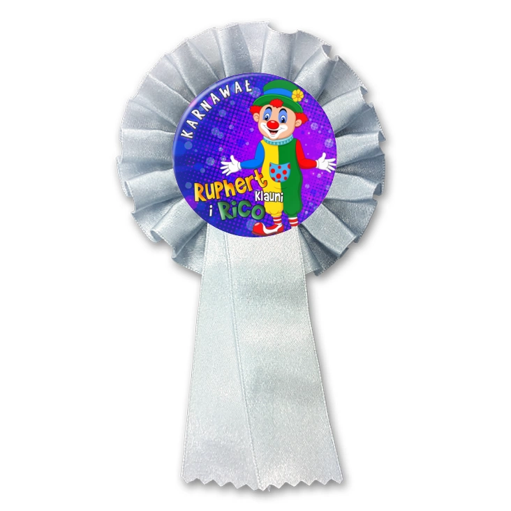 przypinka kotylion Ruphert i Rico Klauni Klaun na kole