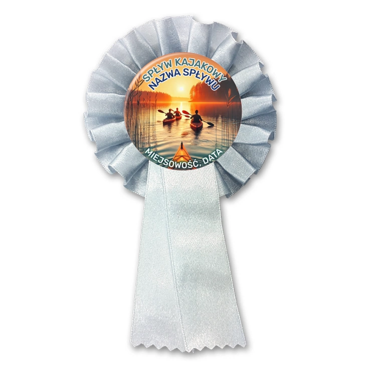przypinka kotylion Spływ kajakowy zachód słońca