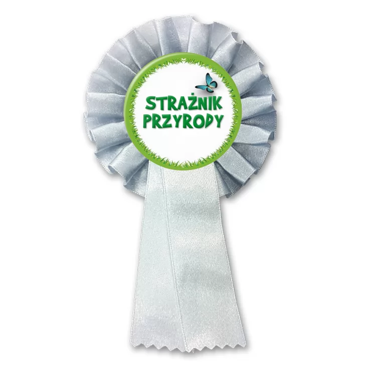 przypinka kotylion Strażnik Przyrody trawa z motylem