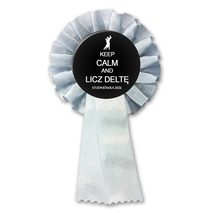 przypinka kotylion Studniówka keep calm i licz deltę czarna