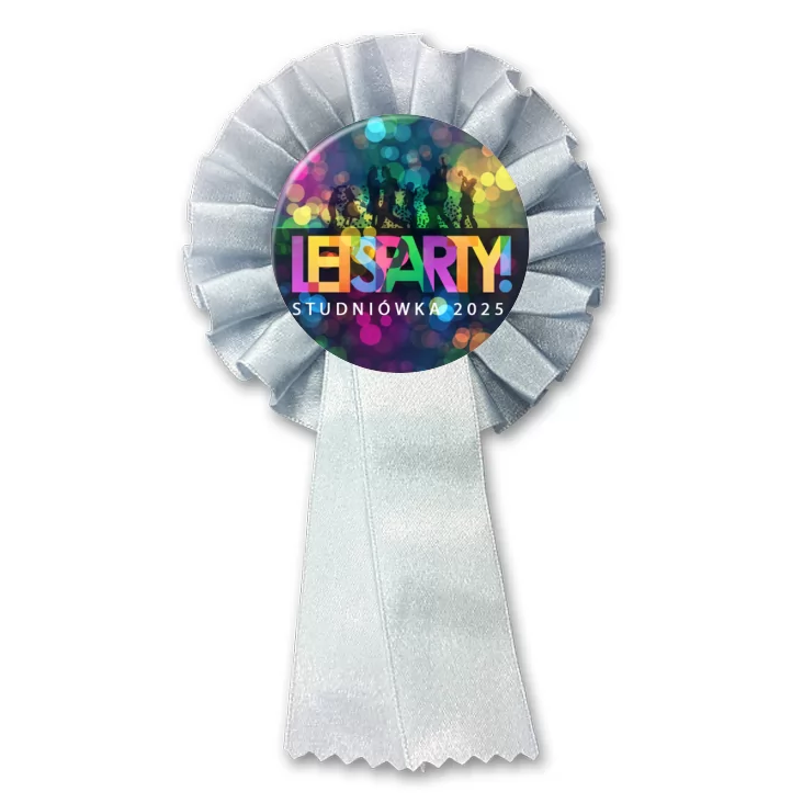 przypinka kotylion Studniówka kolorowe litery i światła disco