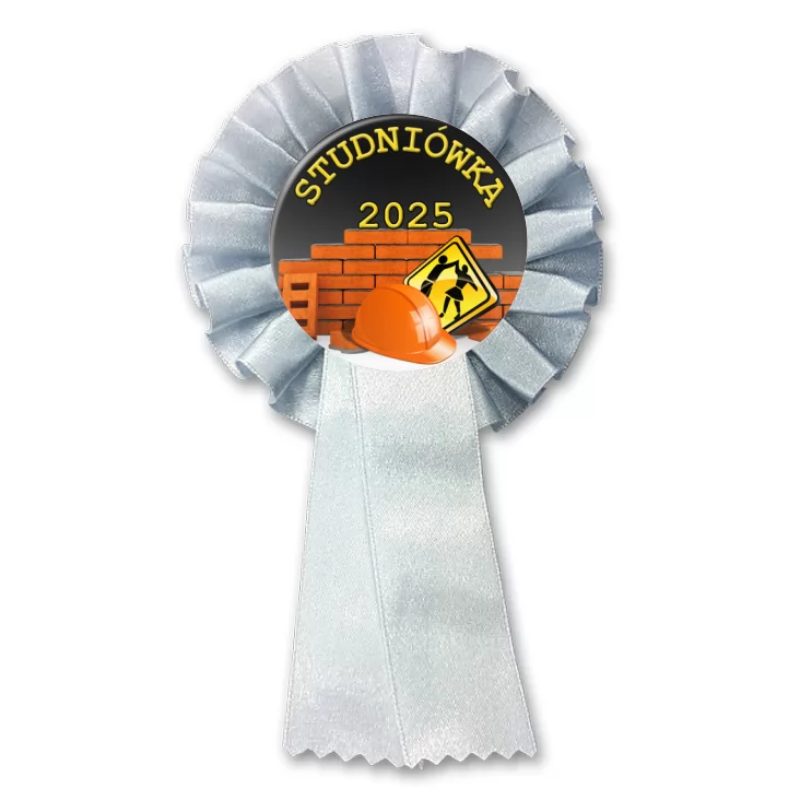 przypinka kotylion Studniówka z murem z cegieł