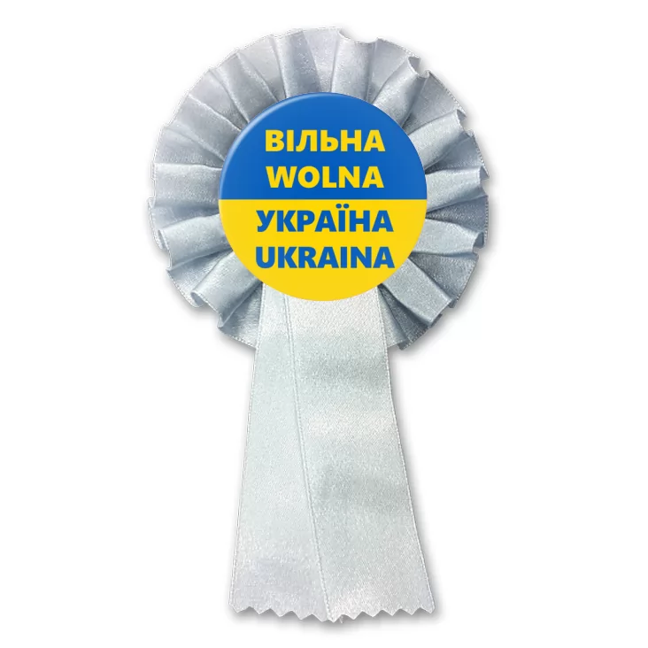 przypinka kotylion Wolna Ukraina dwujęzyczna