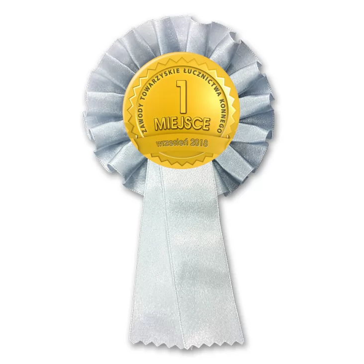 przypinka kotylion Zawody Towarzyskie Łucznictwa Konnego Złoty Medal