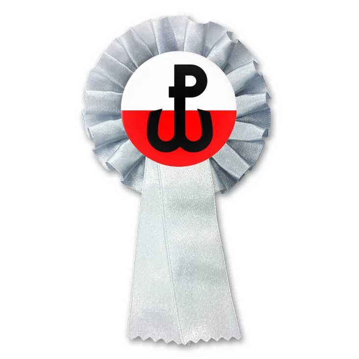 przypinka kotylion Znak Polska Walcząca na biało-czerwonym tle