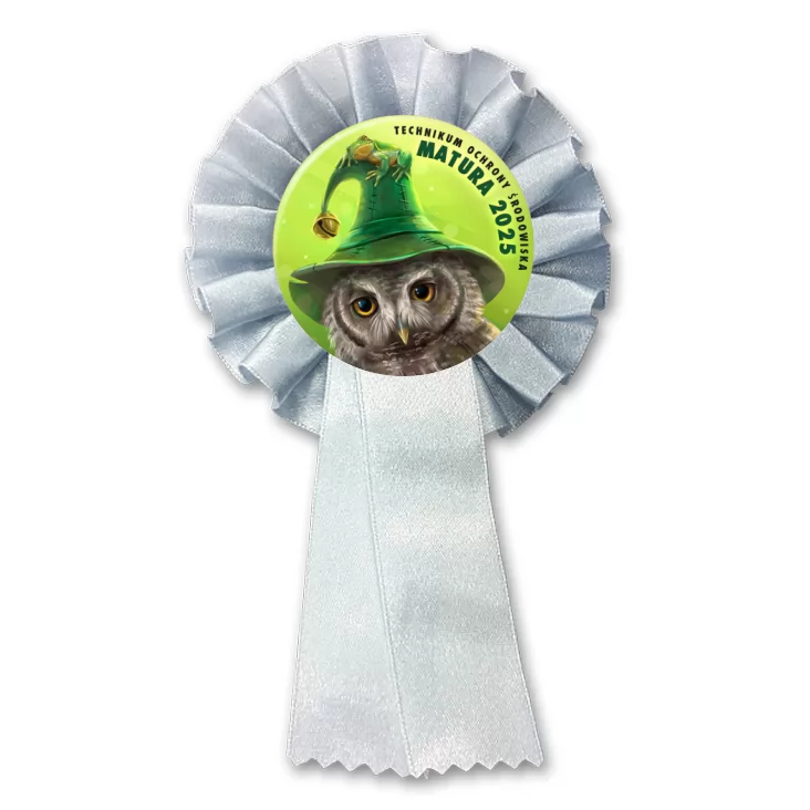 przypinka kotylion Matura sowa w zielonym kapeluszu