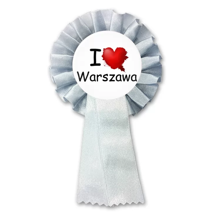 przypinka kotylion I love Warszawa