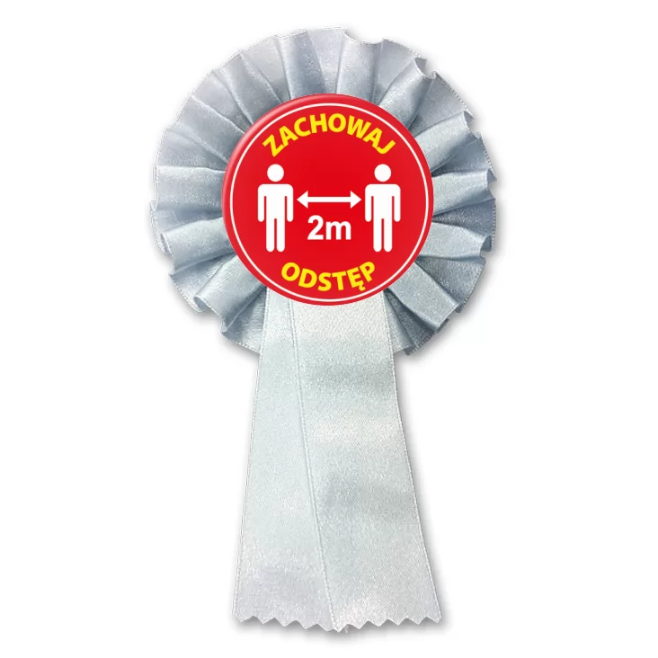 przypinka kotylion Zachowaj odstęp czerwony
