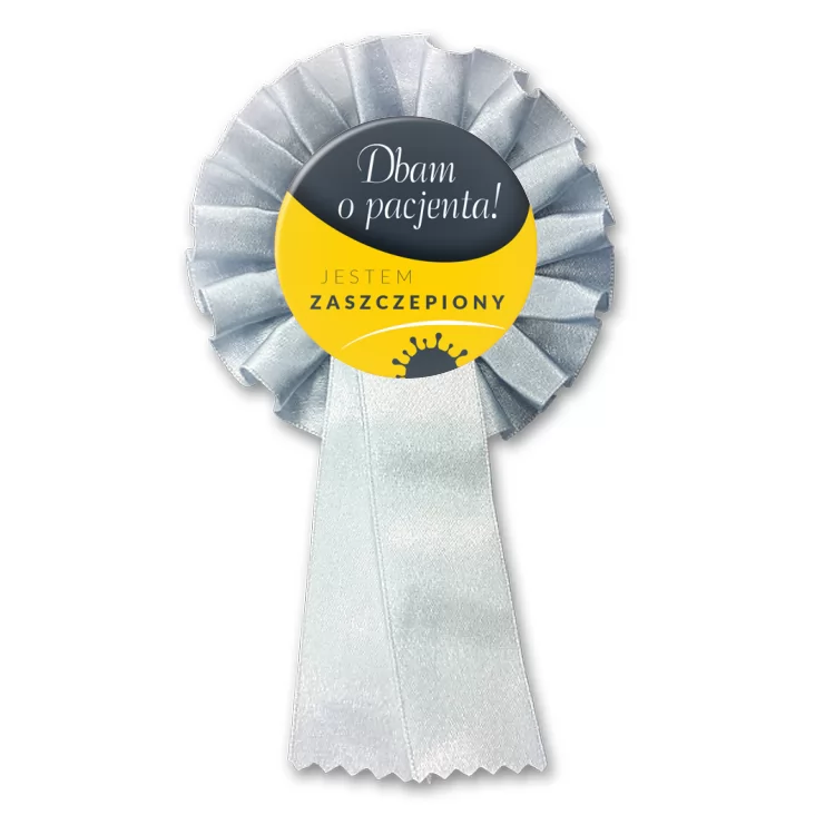 przypinka kotylion Jestem zaszczepiony. Dbam o pacjenta