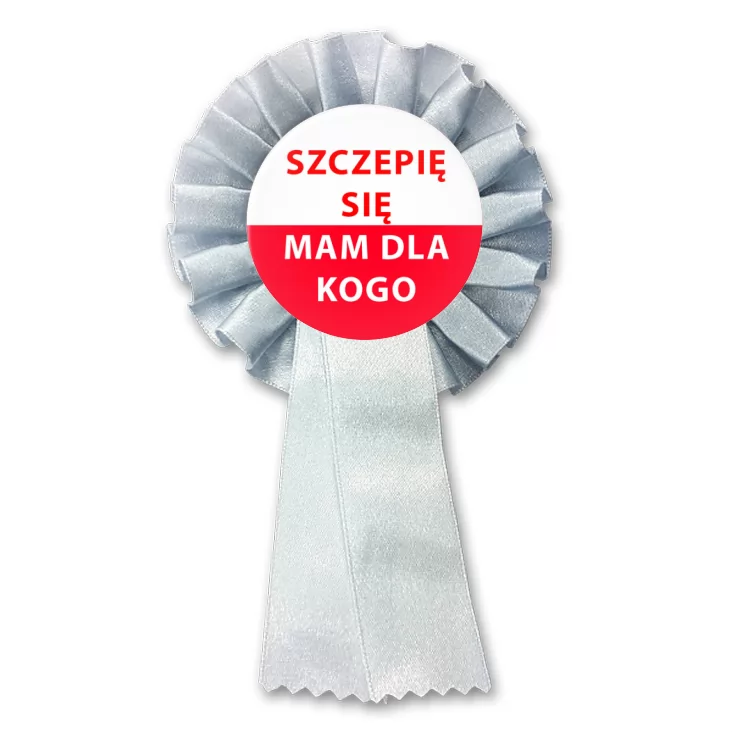 przypinka kotylion Szczepię się. Mam dla kogo