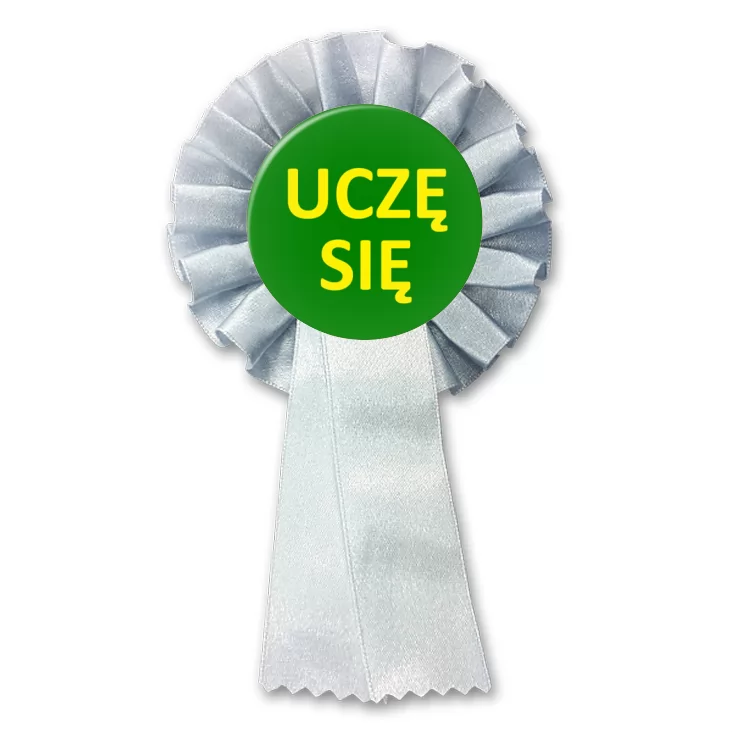 przypinka kotylion Uczę się napis