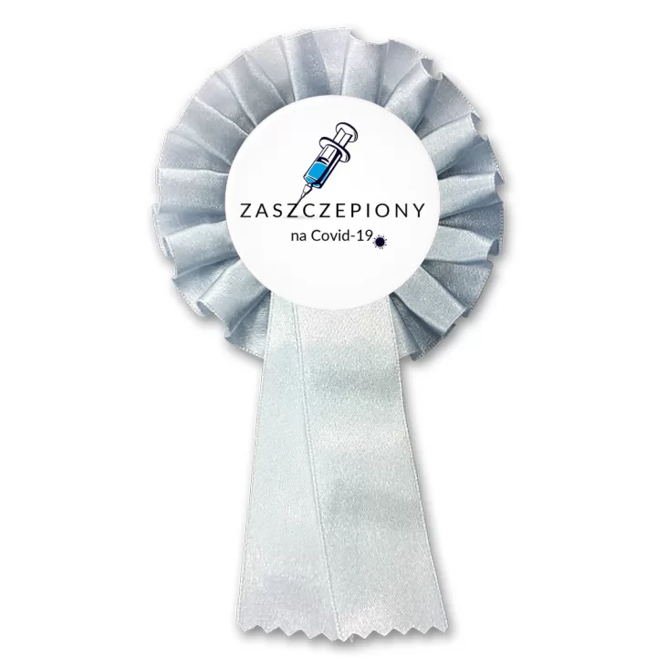 przypinka kotylion Zaszczepiony na Covid-19