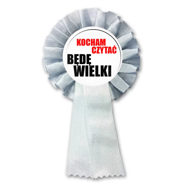przypinka kotylion Kocham czytać - będę wielki