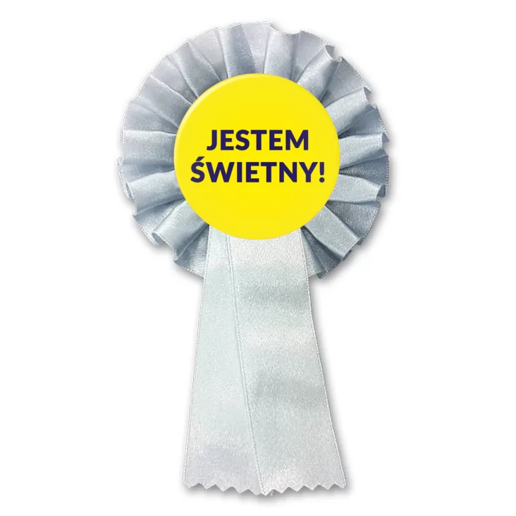 przypinka kotylion Jestem Świetny!