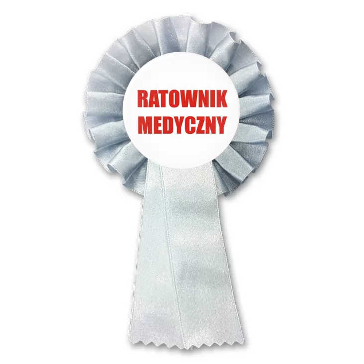 przypinka kotylion Ratownik Medyczny czerwony napis