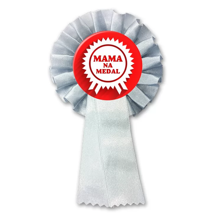 przypinka kotylion Mama na medal z rozetą