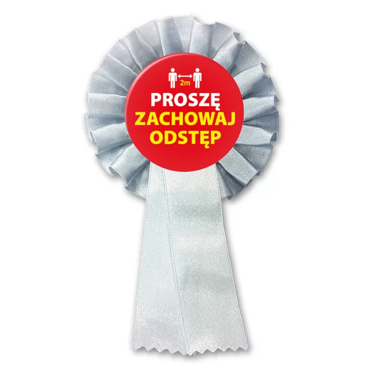 przypinka kotylion Zachowaj odstęp proszę