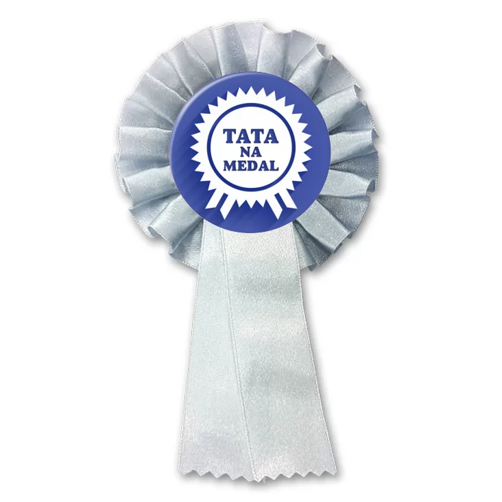 przypinka kotylion Tata na medal z rozetą