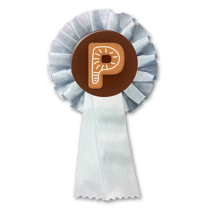 przypinka kotylion Piernikowa litera P
