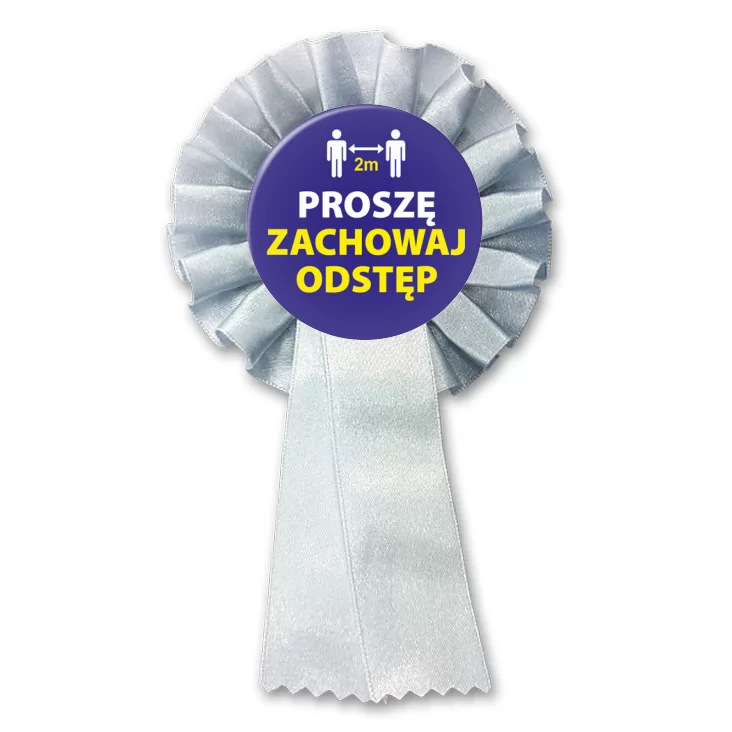 przypinka kotylion Proszę zachowaj odstęp