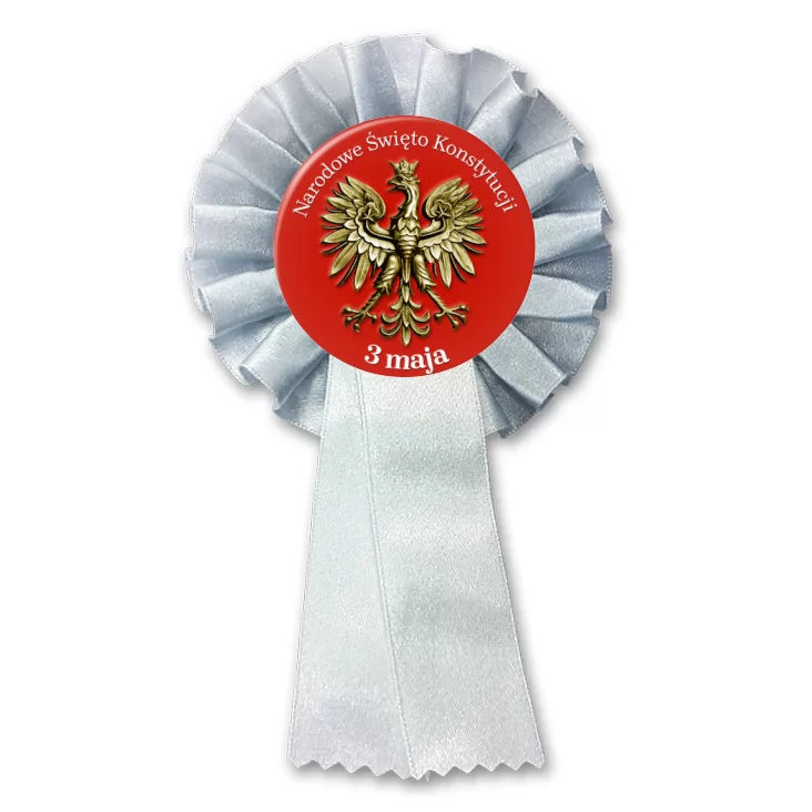 przypinka kotylion Narodowe Święto Konstytucji 3 maja złote godło na czerwonym tle