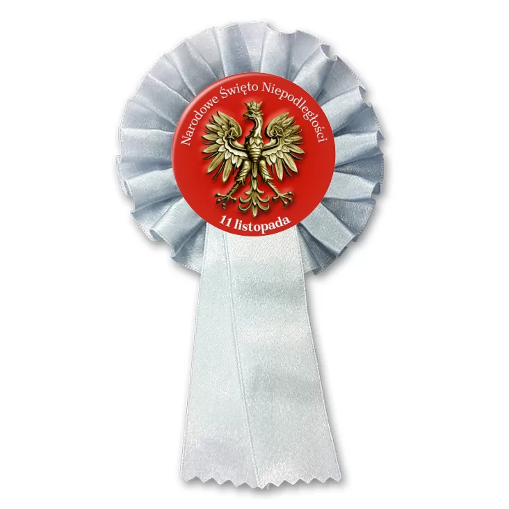 przypinka kotylion Narodowe Święto Niepodległości złoty orzeł na czerwonym polu