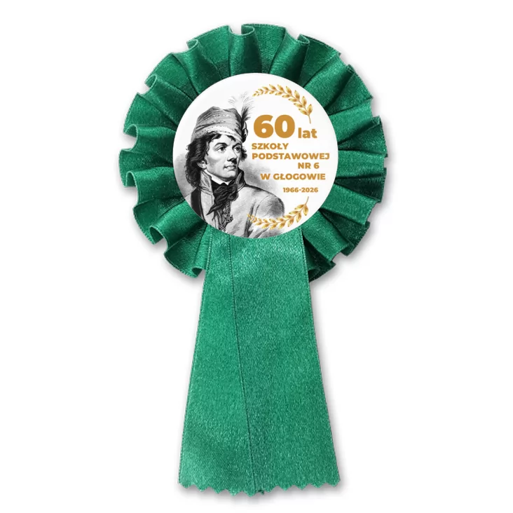 przypinka kotylion 60 lat SP nr 6 w Głogowie