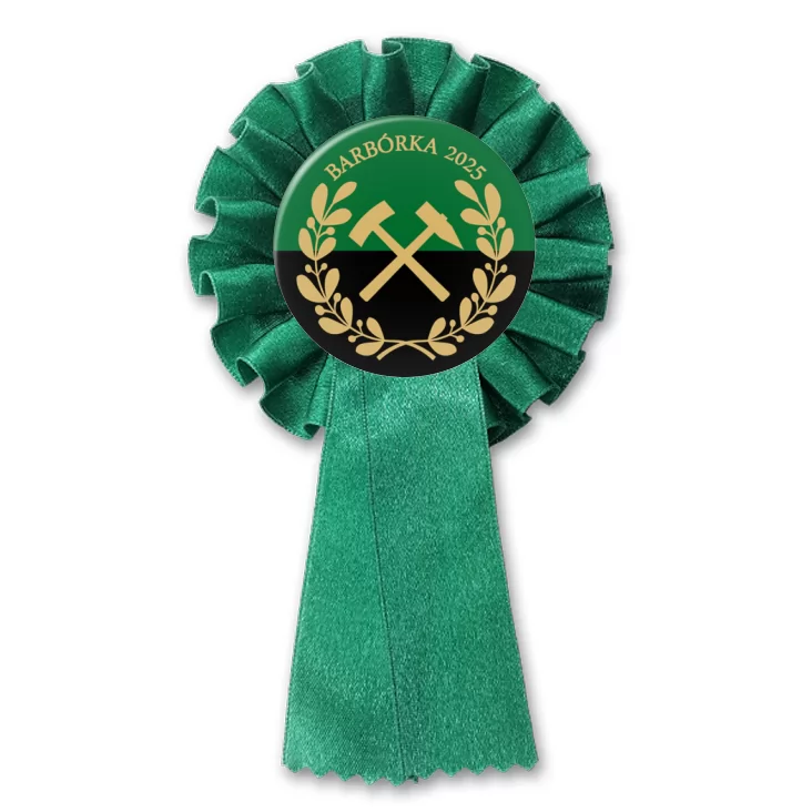 przypinka kotylion Barbórka zielono-czarna