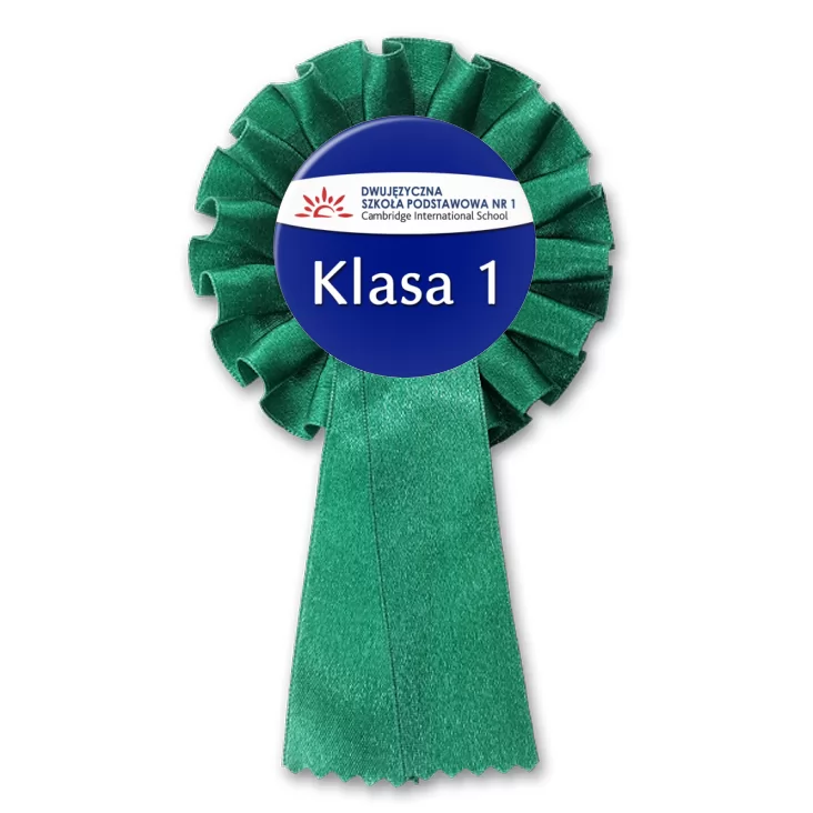 przypinka kotylion Dwujęzyczna Szkoła Ponstawowa nr 1 - klasa 1