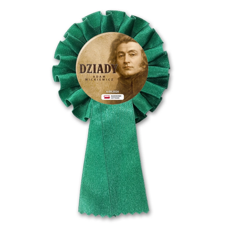 przypinka kotylion Dziady Adam Mickiewicz sepia