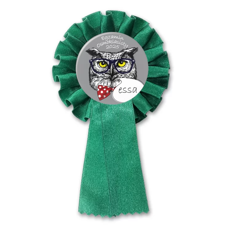 przypinka kotylion Egzamin Ósmoklasisty sowa essa