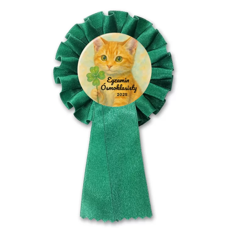 przypinka kotylion Egzamin ósmoklasisty z rudym kotem