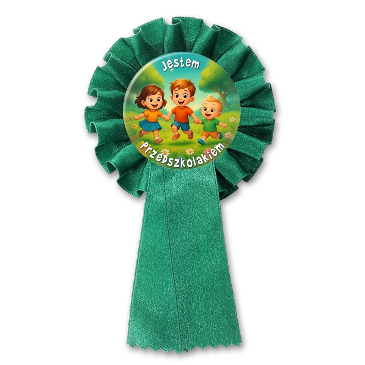 przypinka kotylion Jestem przedszkolakiem dzieci na łące