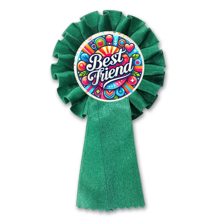 przypinka kotylion Kolorowy napis Best Friend