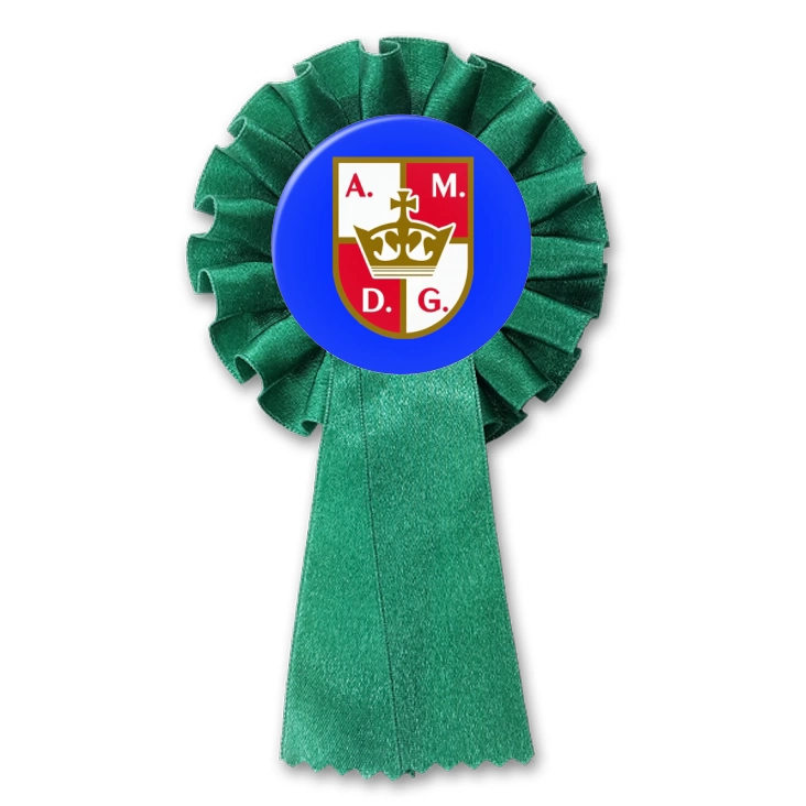 przypinka kotylion Konfederacja Korony Polskiej sygnaturka na niebieskim tle