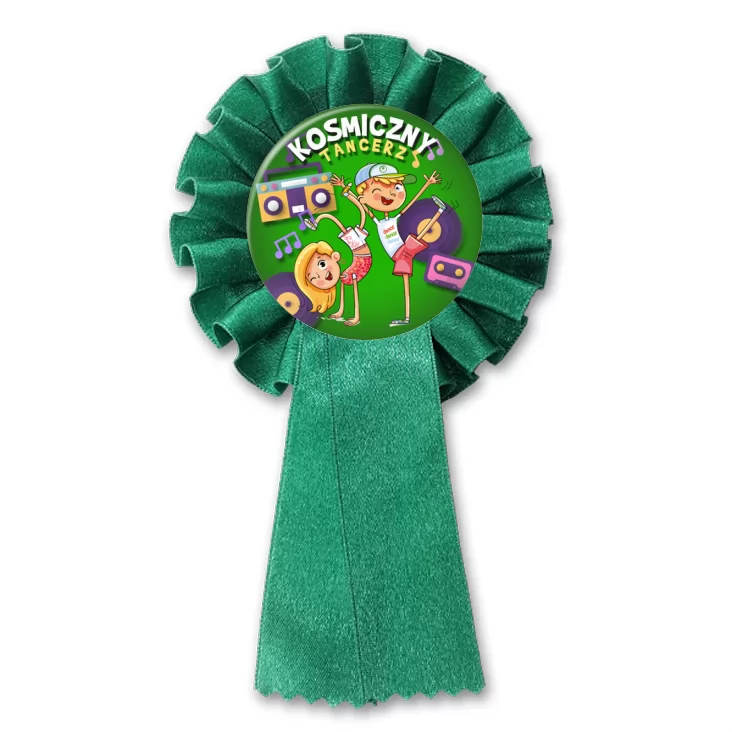 przypinka kotylion Kosmiczny tancerz na zielonym tle