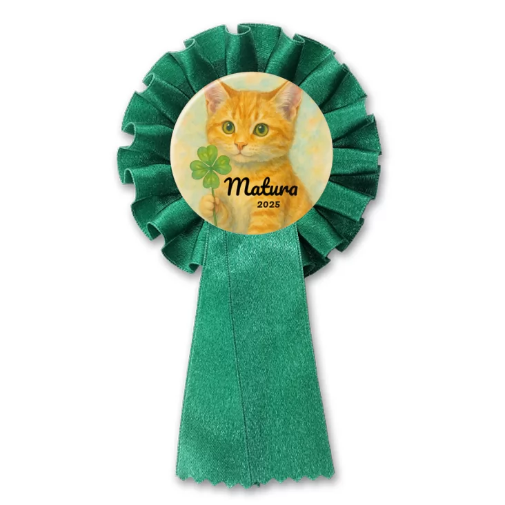 przypinka kotylion Matura z z rudym kotem