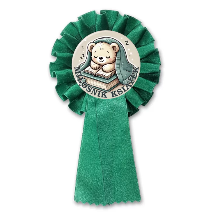 przypinka kotylion Miś miłośnik książek
