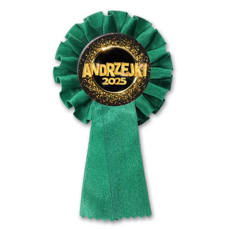 przypinka kotylion Andrzejki złoty napis