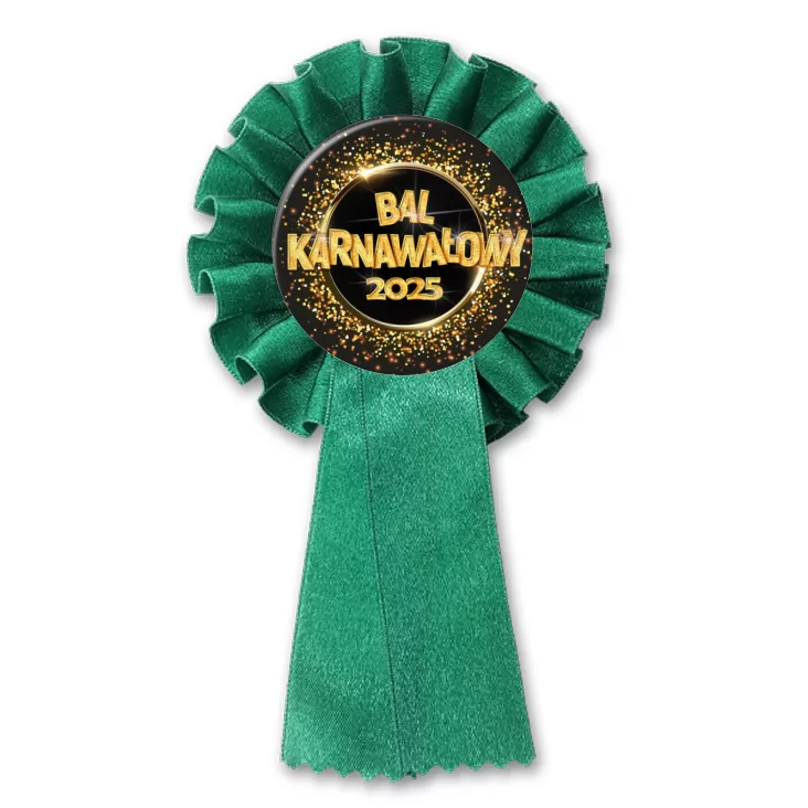 przypinka kotylion Bal Karnawałowy złoty napis