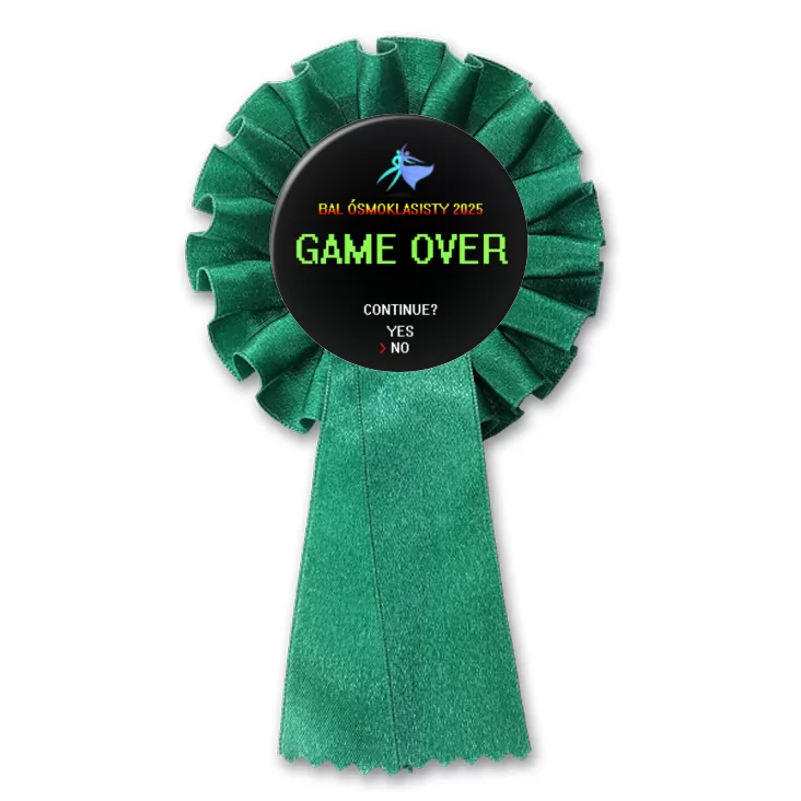 przypinka kotylion Bal Ósmoklasisty game over continue yes no